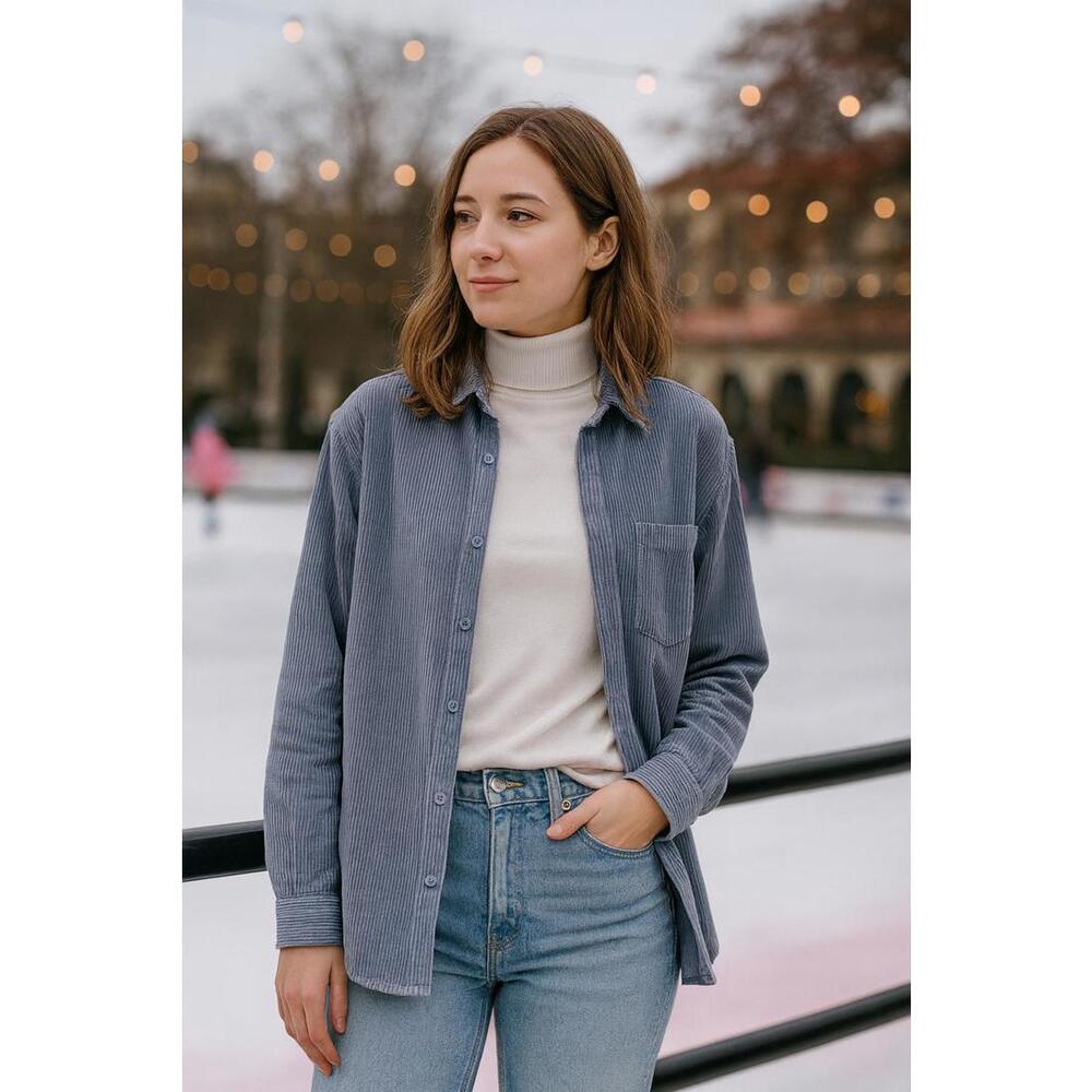 Bluenotes‎ Pastel Blue Corduroy Shacket - M